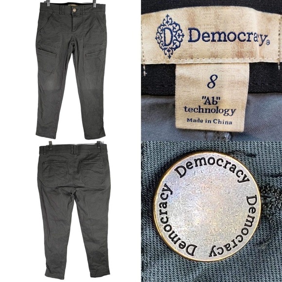 Democracy Ab Technology Cargo Pants Women's Size 8 Gray Canvas Stretch Mid Rise - Picture 1 of 9